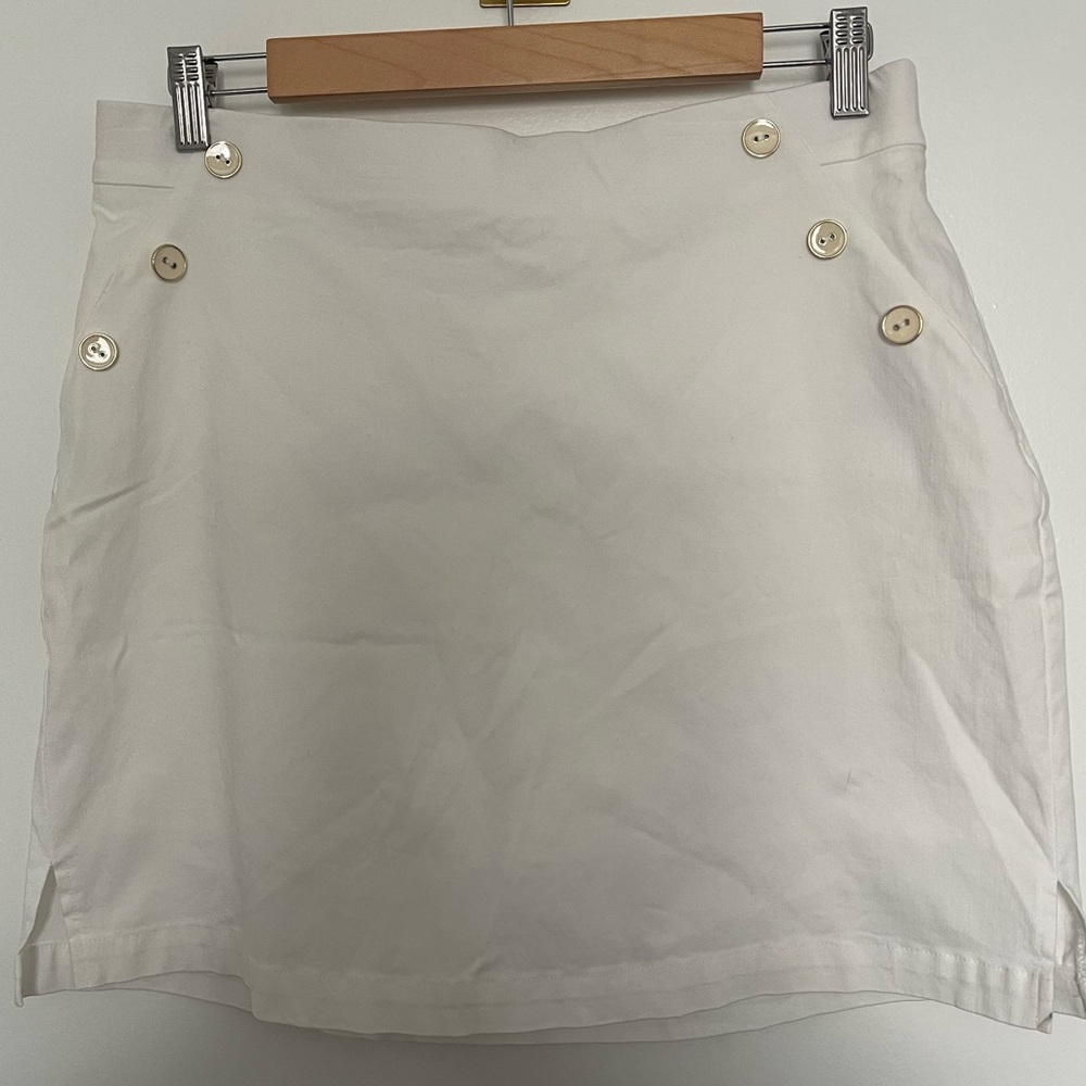Rafaella Cream Button-Accent Skort